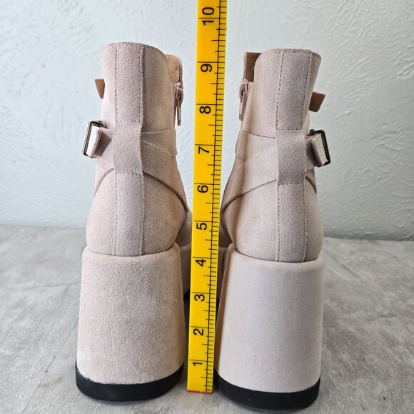 Free People Platform Boots Sz 8 Off White Y2k Retro Chunky Wedge Festival Bootie - Picture 4 of 13